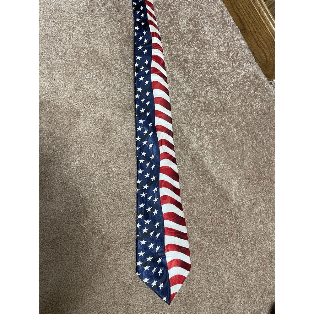 American Flag Mens‎ Neck Tie Steven Harris USA Patriotic Tie Hand Made Polyester